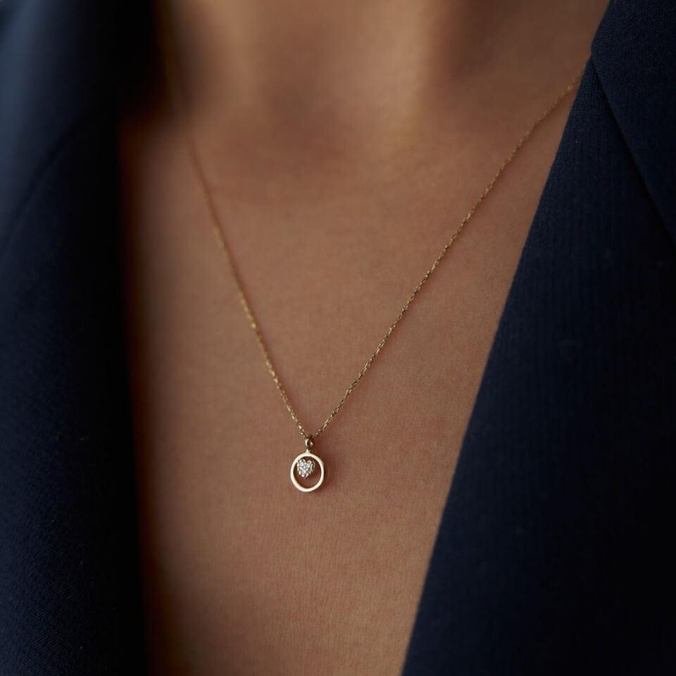 0.02 Ct Pırlanta Kalp Kolye