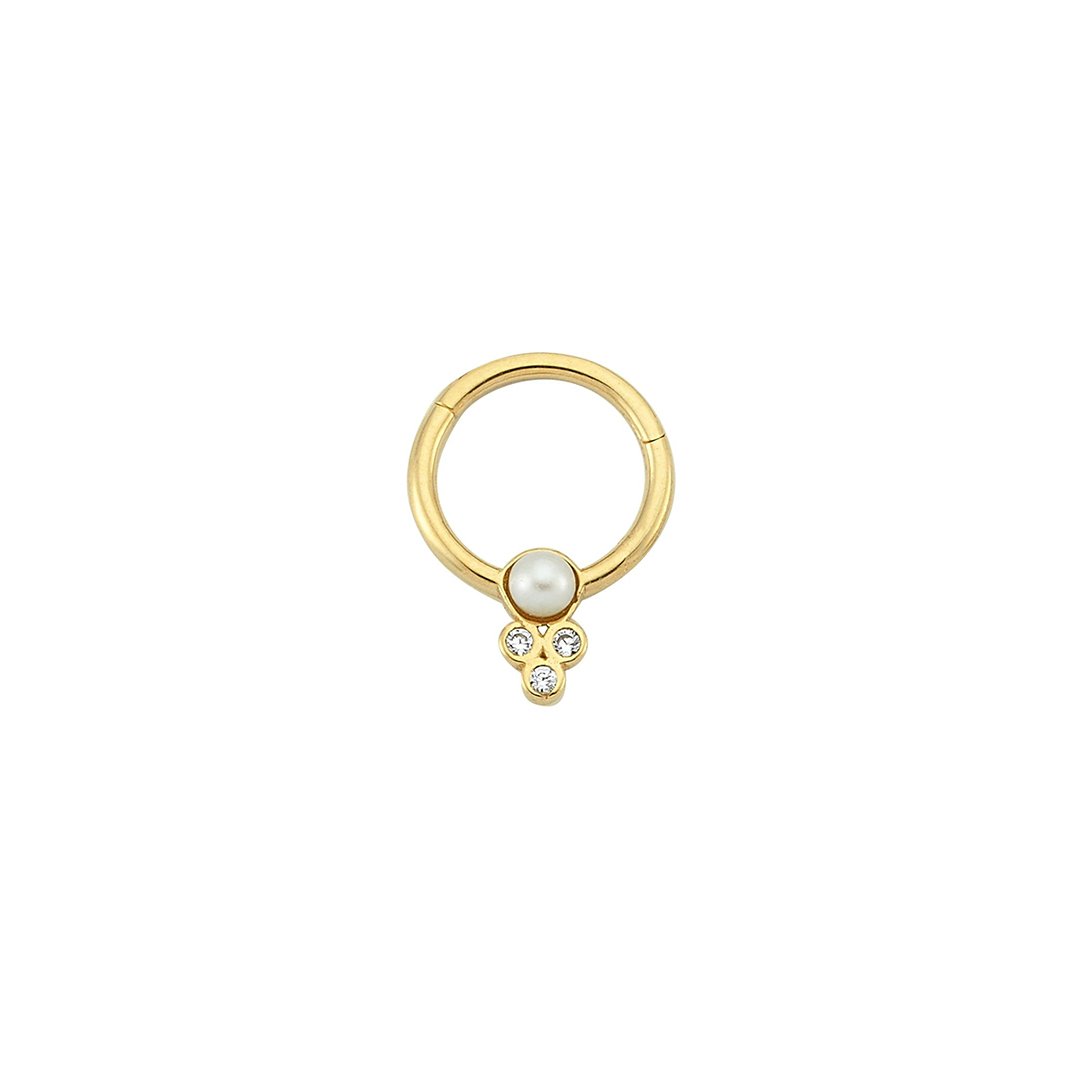 İncili Üç Taşlı Helix Piercing