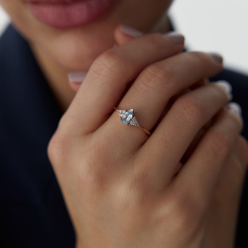 0.50 Ct Pırlanta Aqua Yüzük