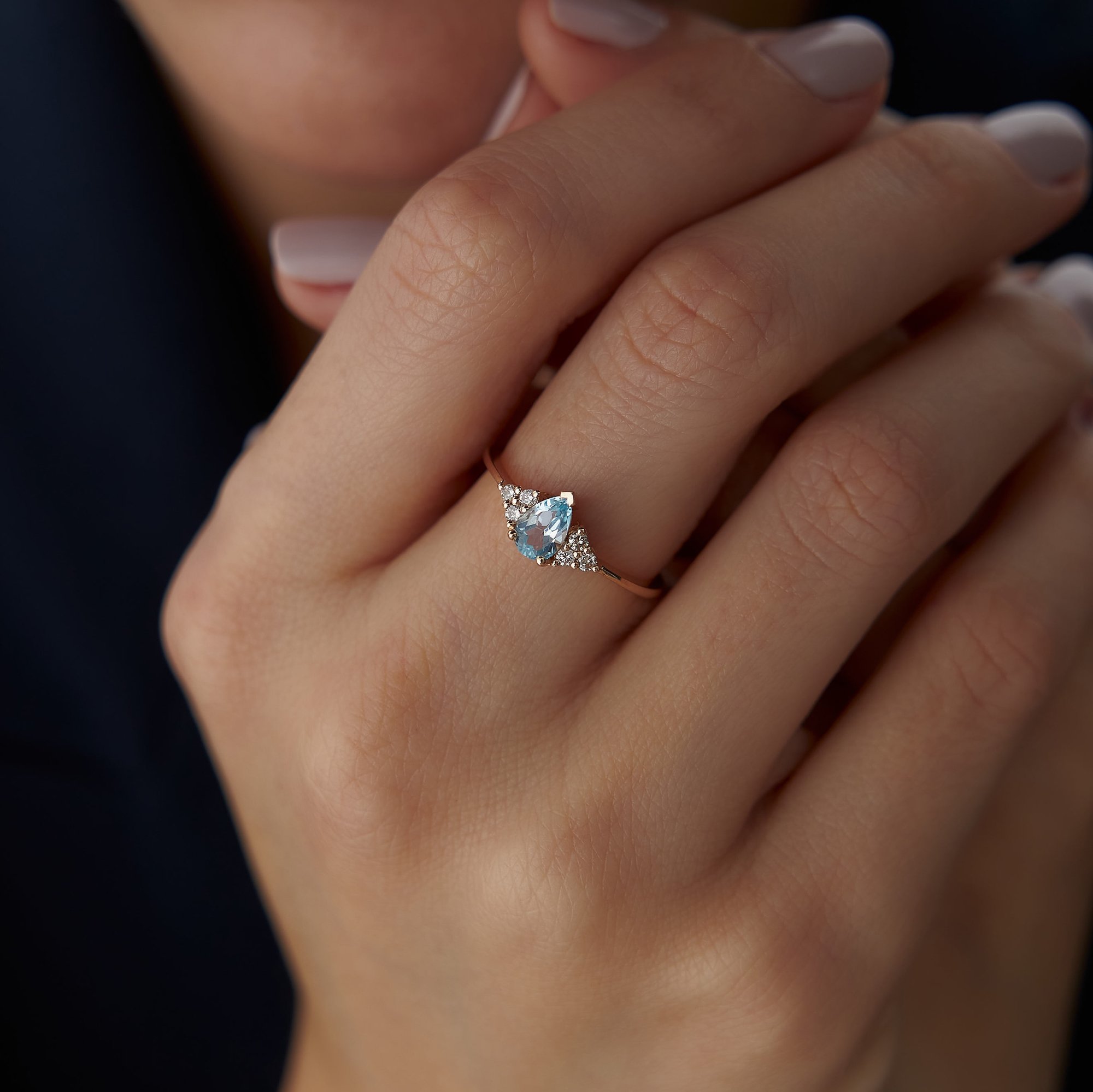 0.50 Ct Pırlanta Aqua Yüzük