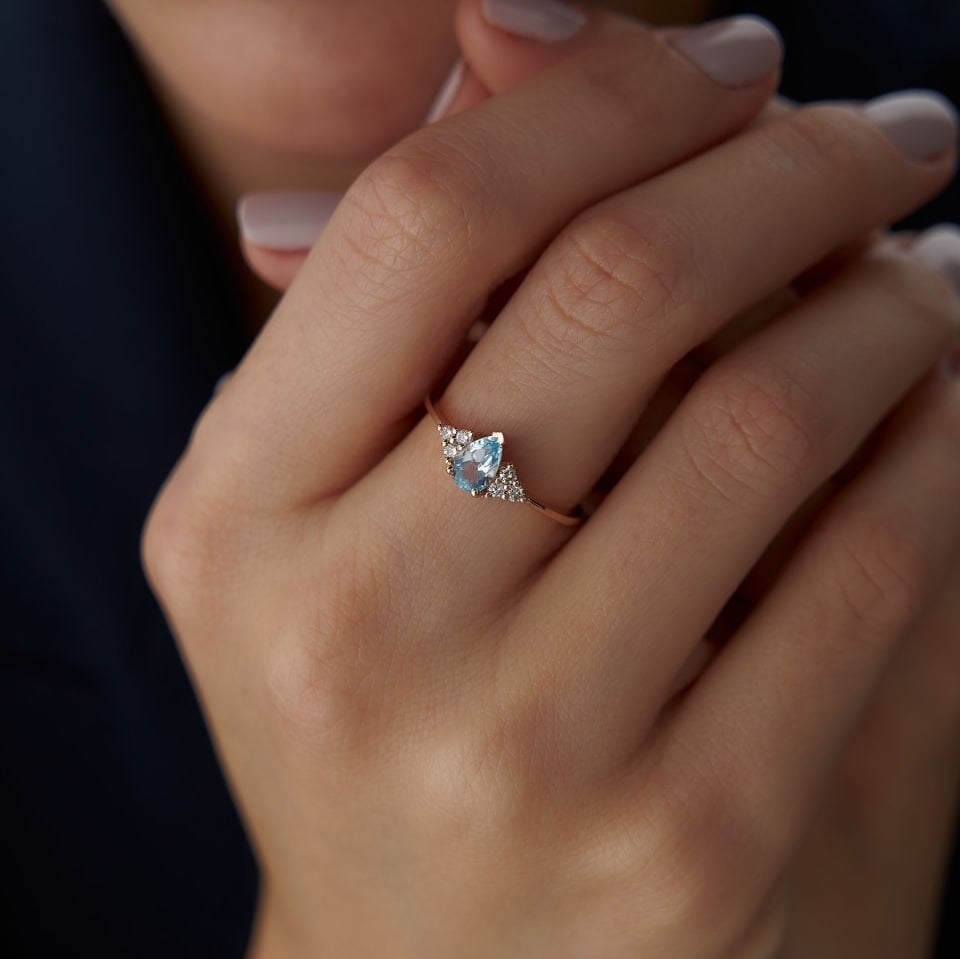 0.50 Ct Pırlanta Aqua Yüzük