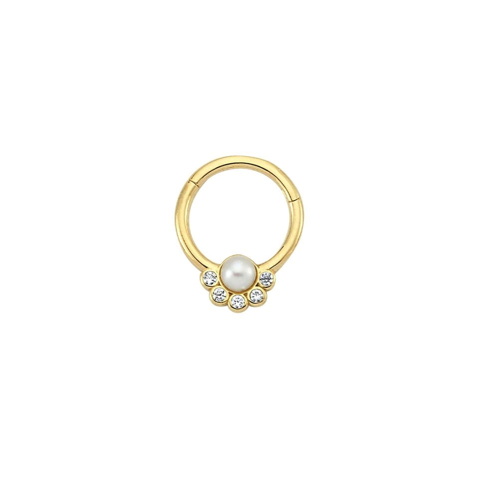 İnci ve Taşlı Yarım Çiçek Helix Piercing