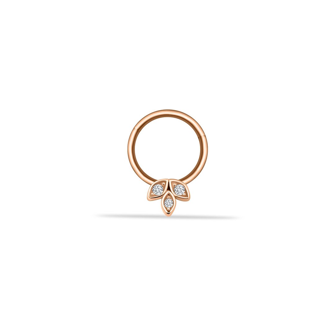 Taşlı Çiçek Motifli Helix Piercing