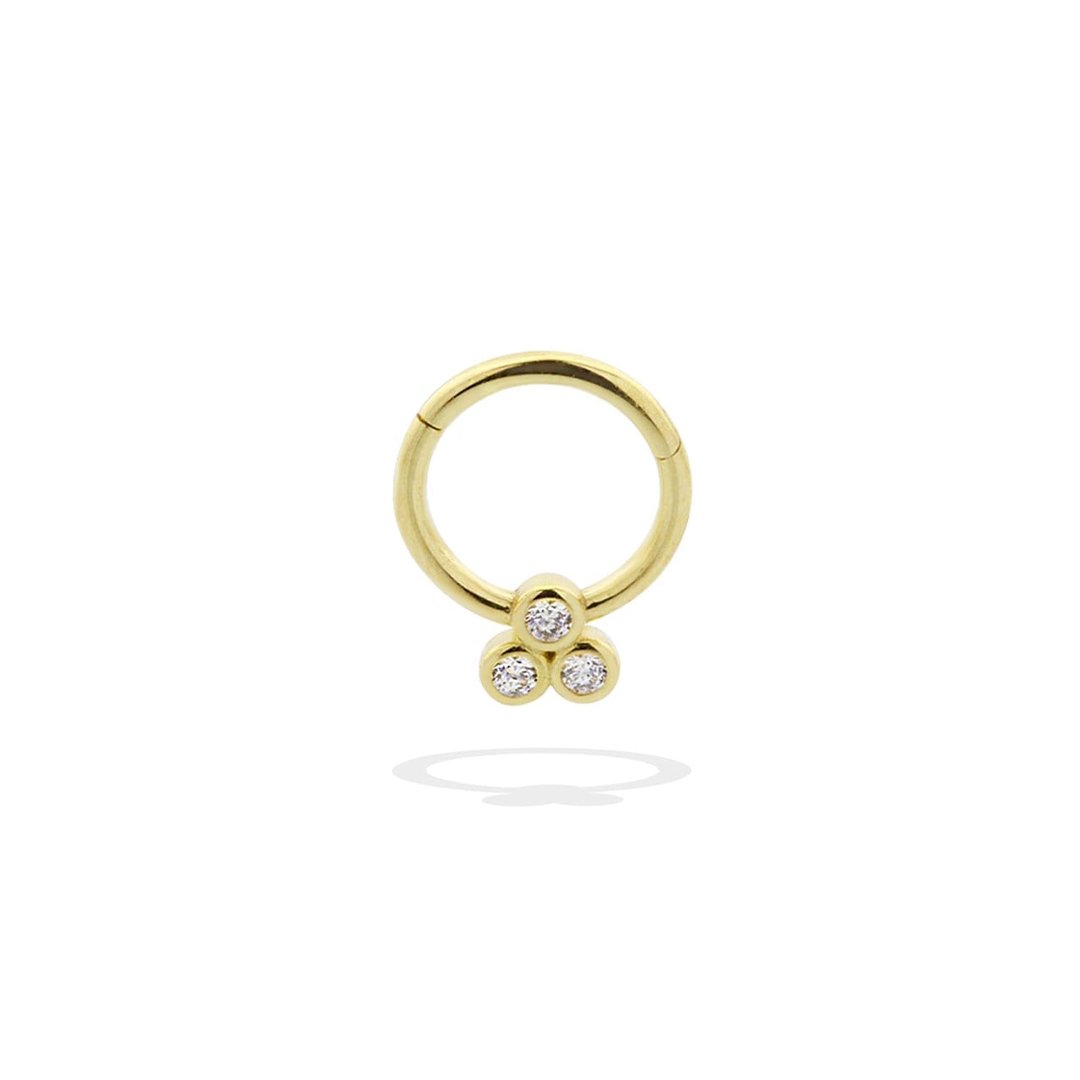 Yuvarlak Üç Taşlı Helix Piercing