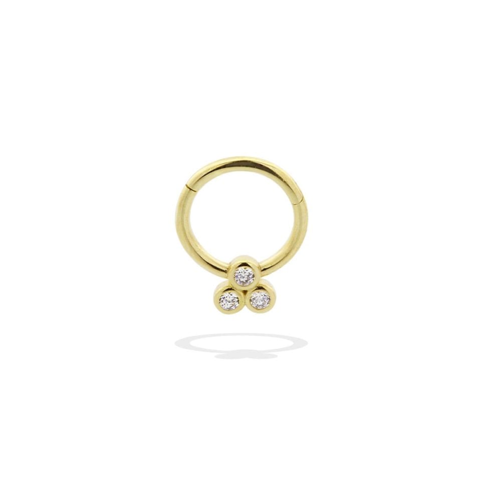 Yuvarlak Üç Taşlı Helix Piercing