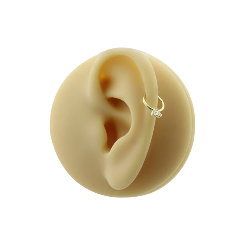 Yuvarlak Üç Taşlı Helix Piercing