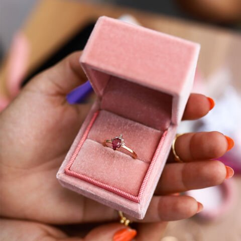 0.08 Ct Pırlanta Drop Princess Turmalin Yüzük