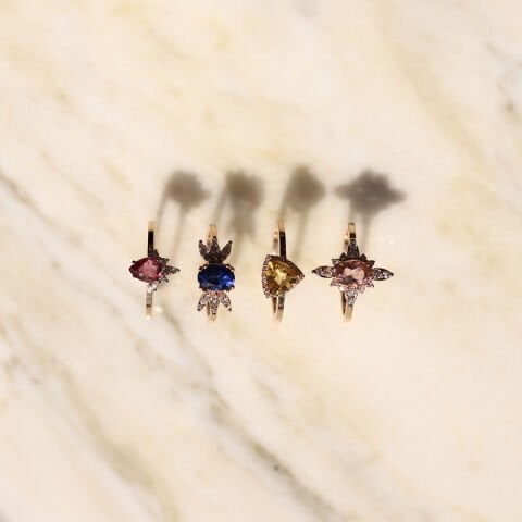 0.08 Ct Pırlanta Drop Princess Turmalin Yüzük
