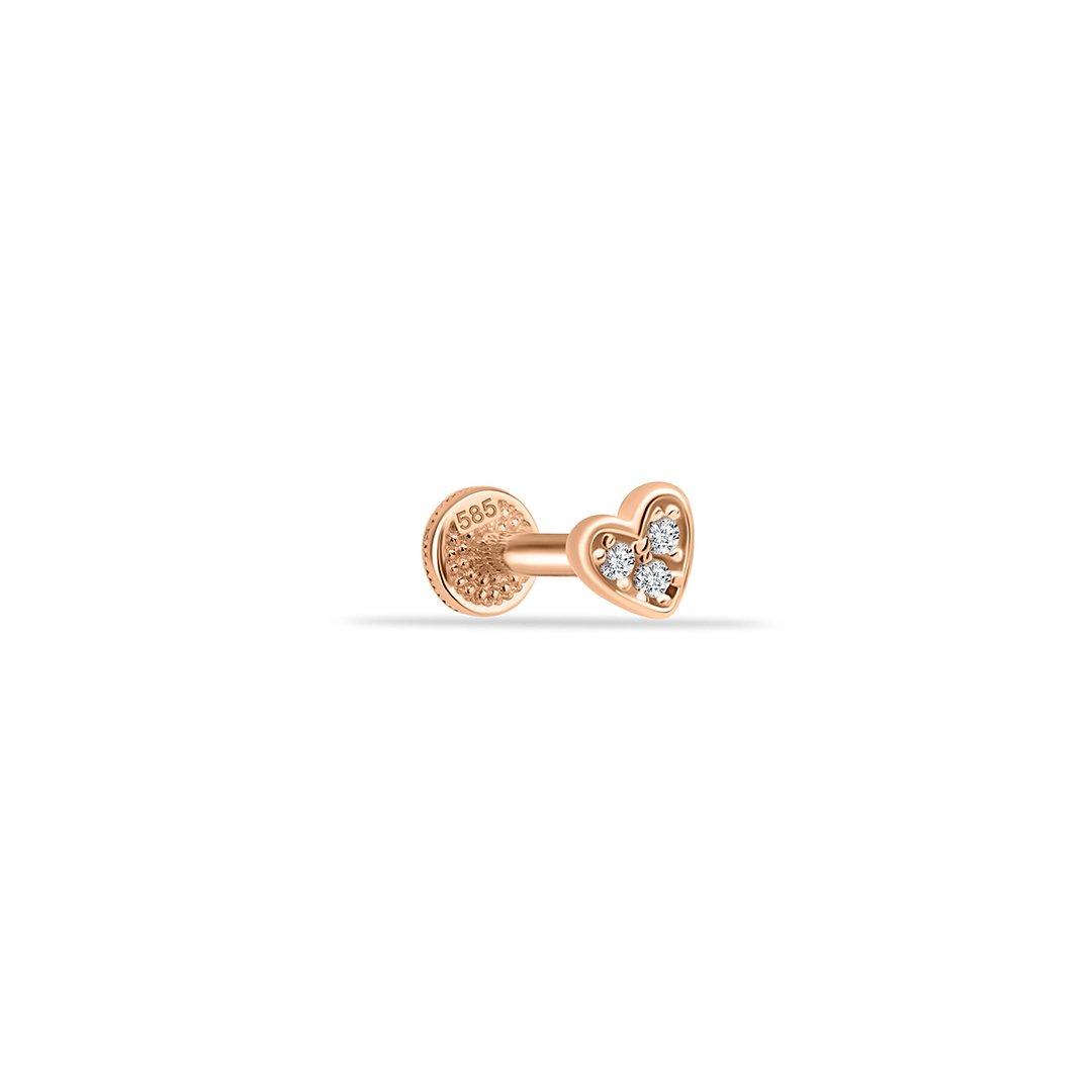 Üç Taşlı Kalp Tragus Piercing
