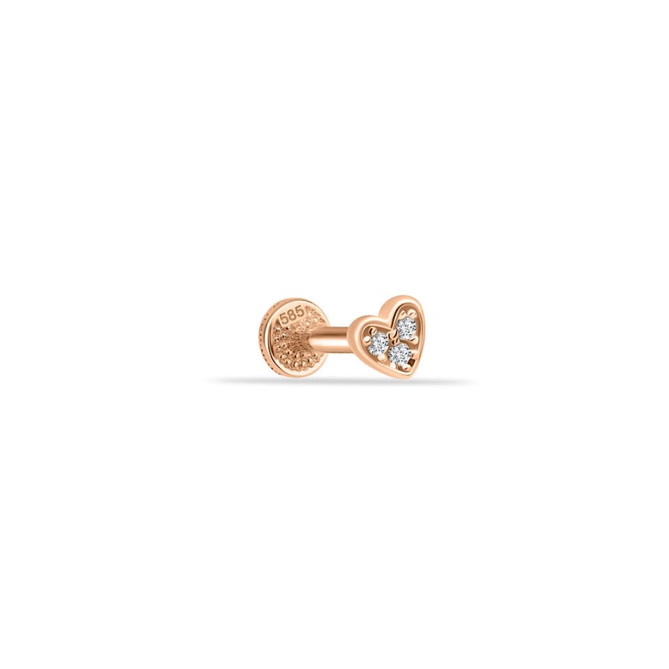 Üç Taşlı Kalp Tragus Piercing