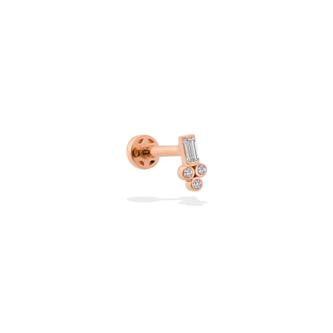 Taşlı Üç Toplu Baget Tragus Piercing