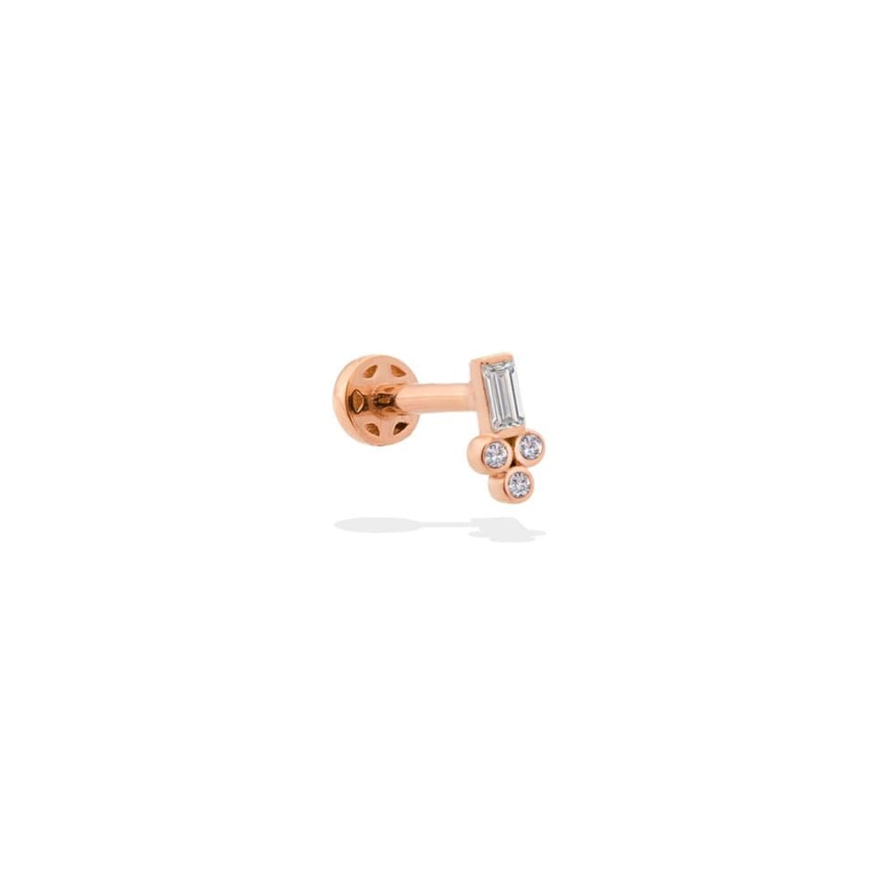 Taşlı Üç Toplu Baget Tragus Piercing
