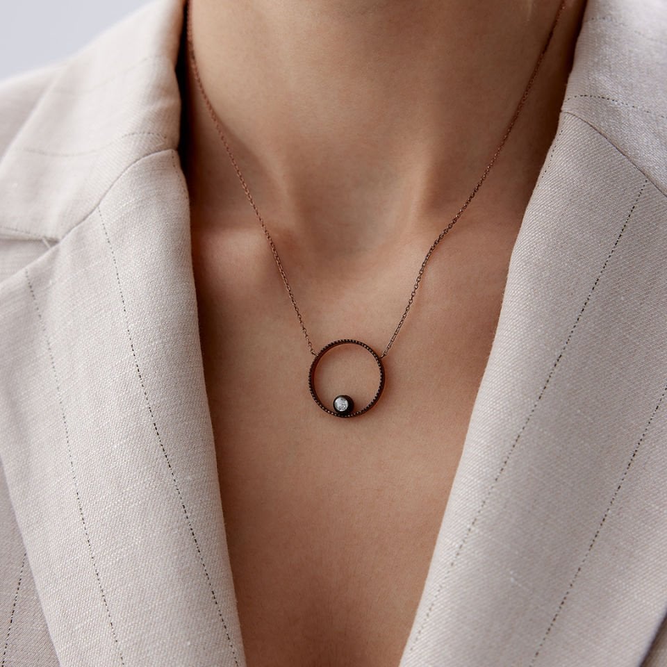 0.12 Ct Elmas Tektaş Circle Kolye