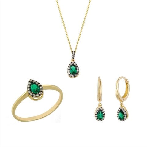 Yeşil Taşlı Set