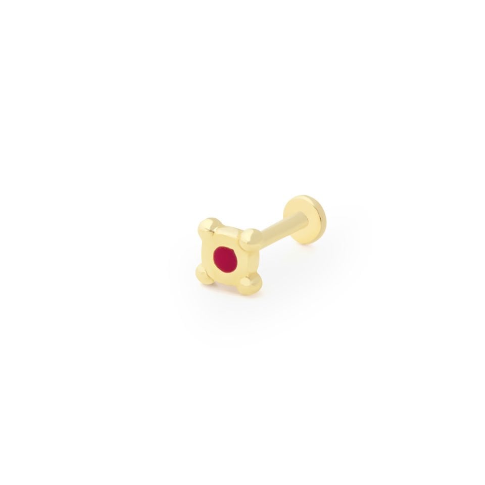 Mini Top Model Kırmızı Mine Tragus Piercing