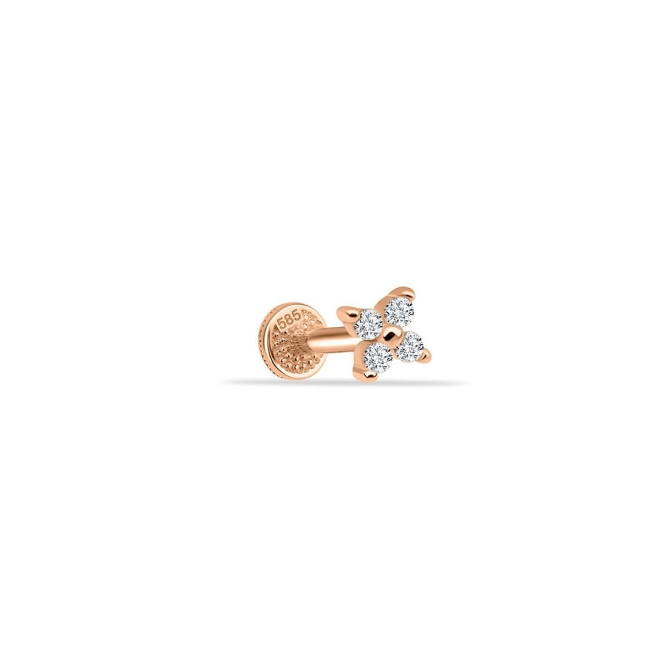 Ortası Top Dört Taşlı Tragus Piercing