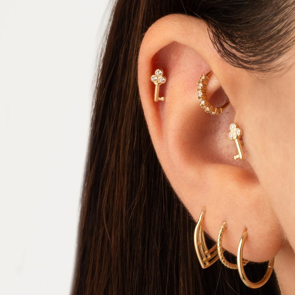 Taşlı Anahtar Minimal Tragus Piercing