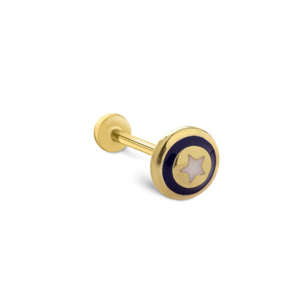 Star Lacivert Mineli Tragus Piercing
