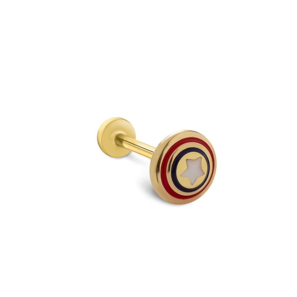 Star Black & Red Tragus Piercing