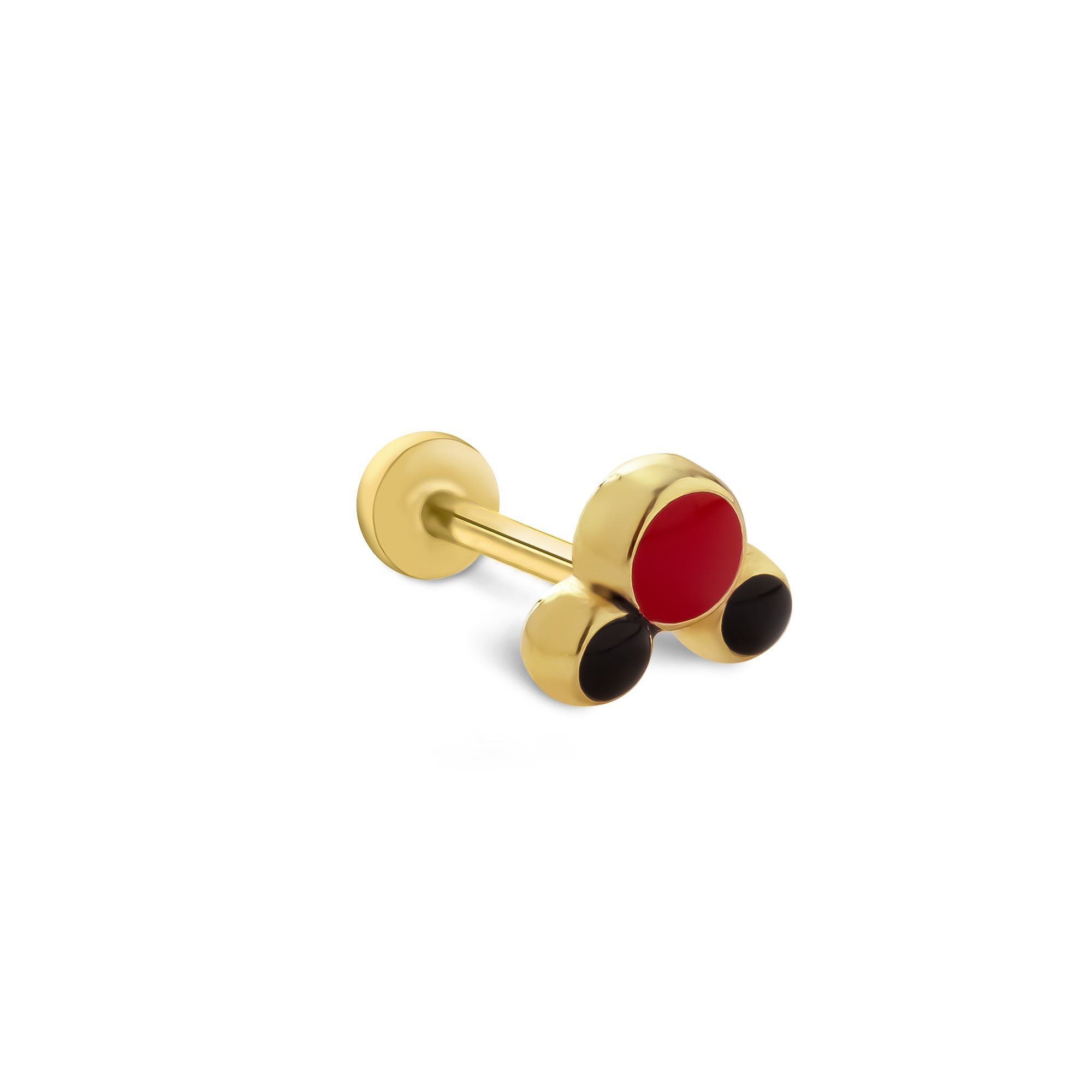 Black & Red Point Tragus Piercing