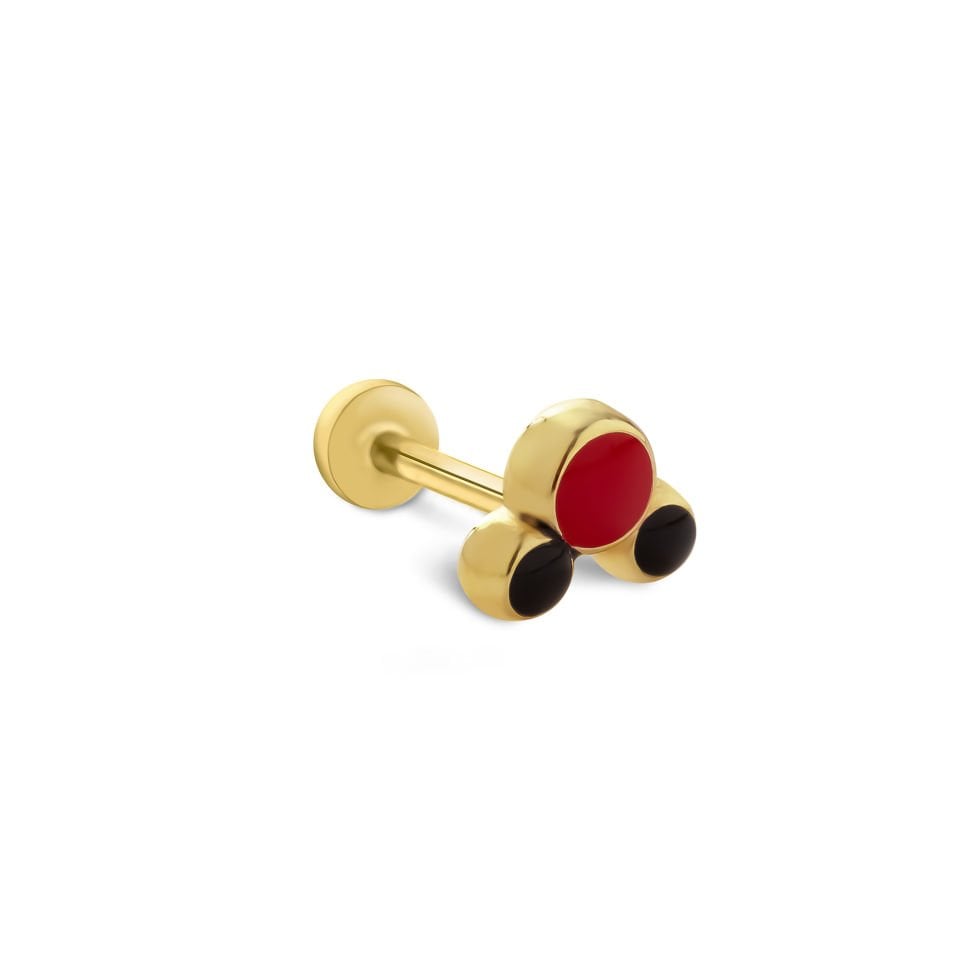 Black & Red Point Tragus Piercing
