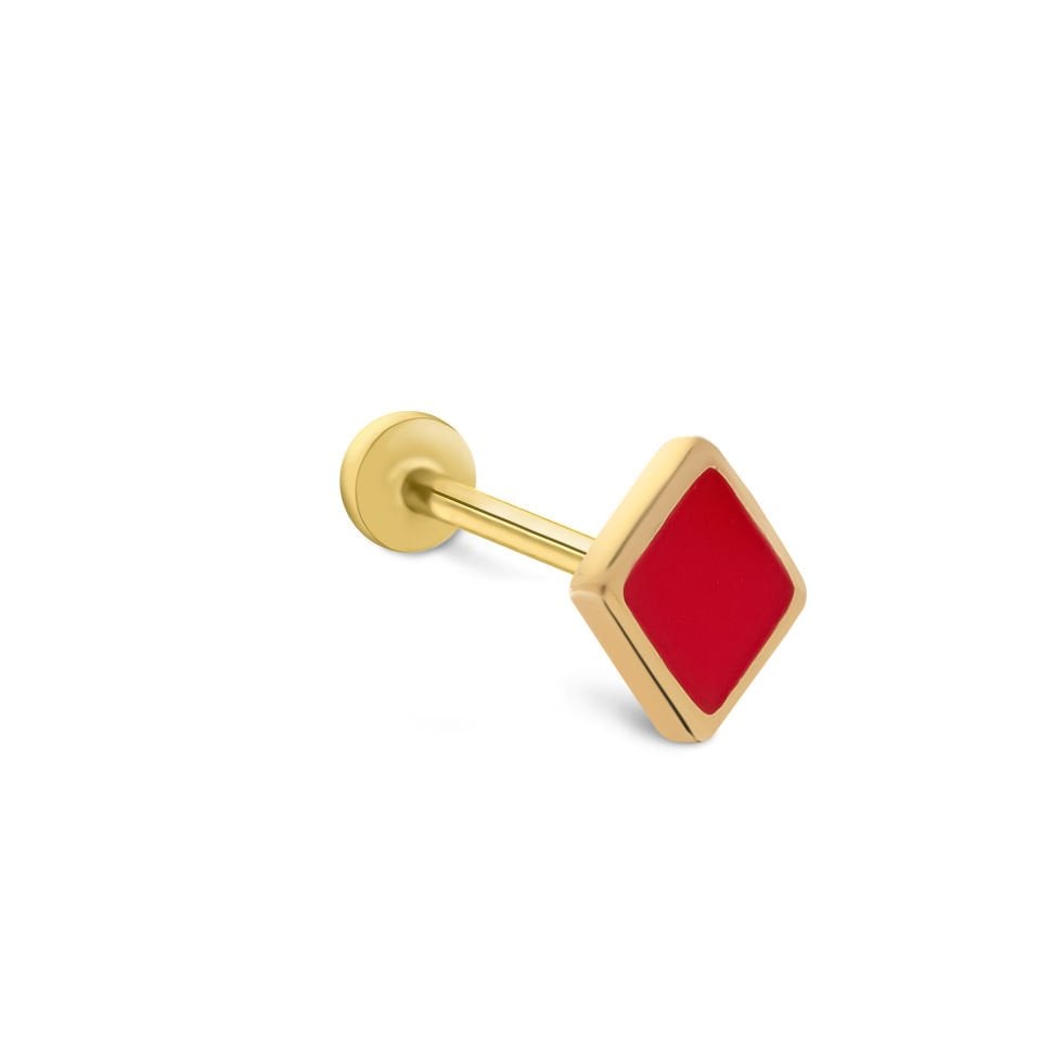 Kırmızı Karo Tragus Piercing