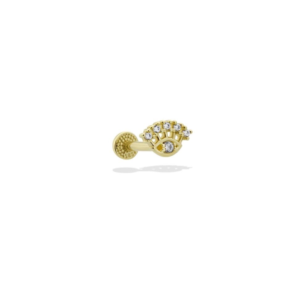 Taşlı Göz Motifli Minimal Tragus Piercing