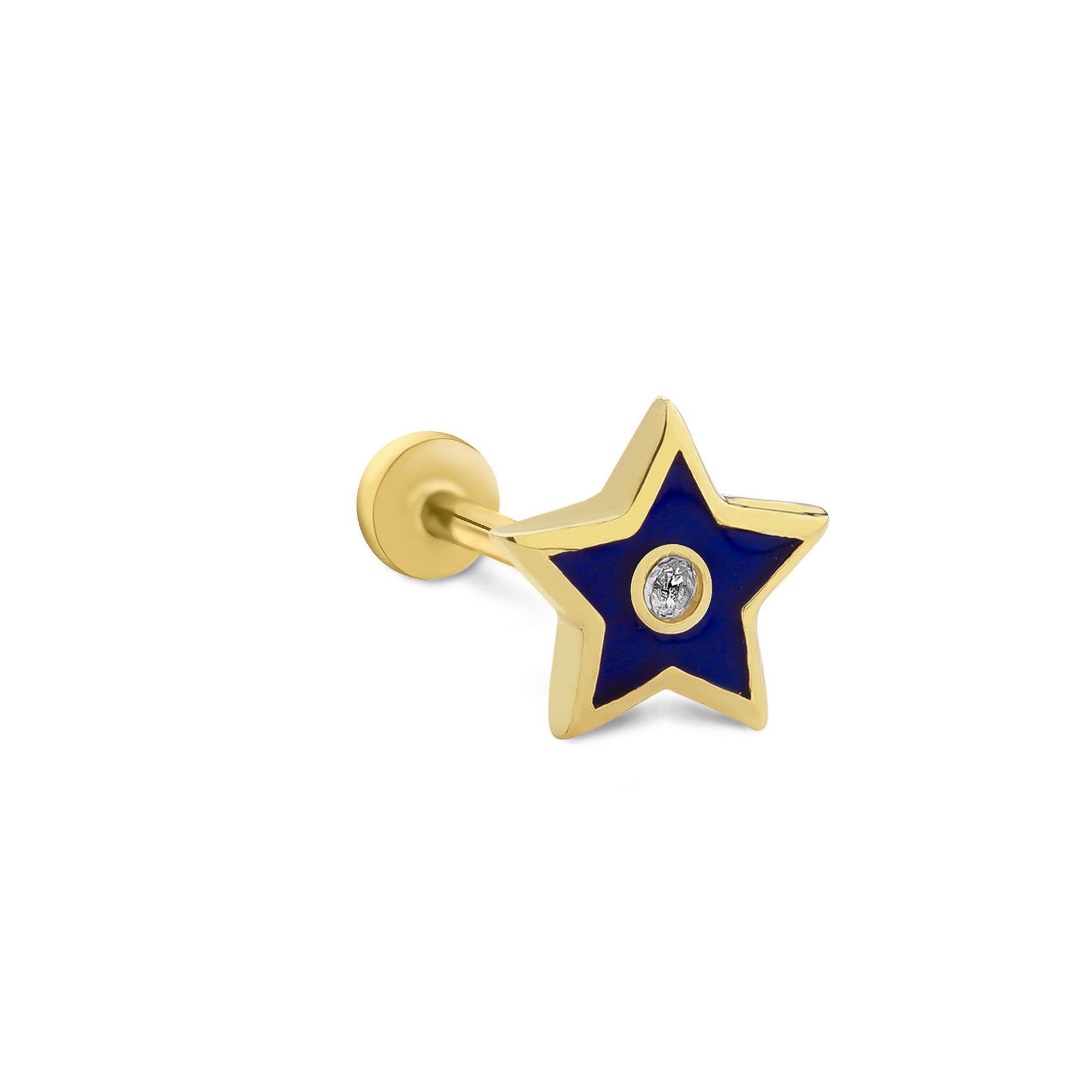 Blue Yıldız Tek Taş Tragus Piercing