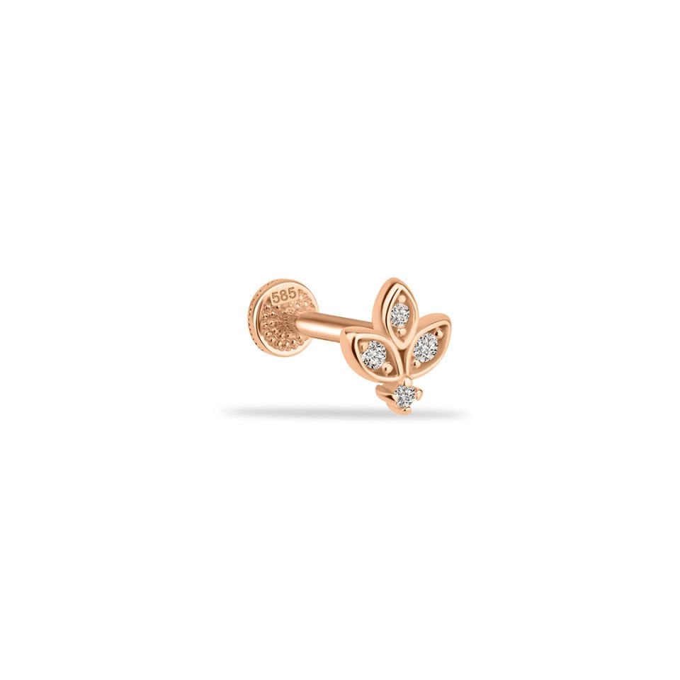 Ucu Taşlı Lotus Motifli Tragus Piercing