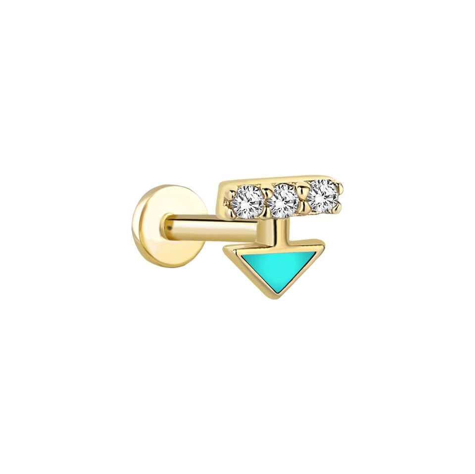 Mint Üç Taş Ok Tragus Piercing