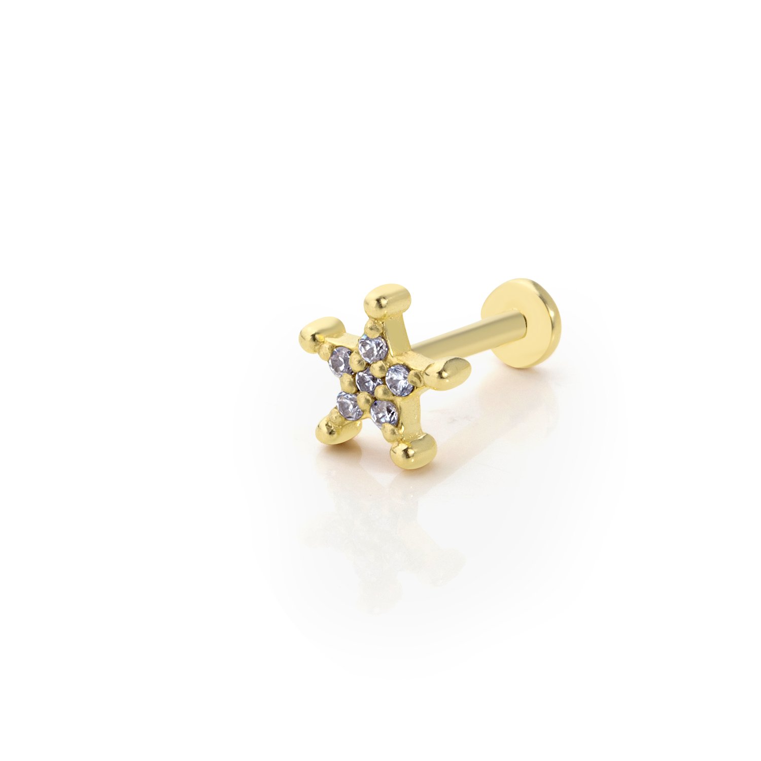 Top Detaylı Taşlı Büyük Yıldız Tragus Piercing