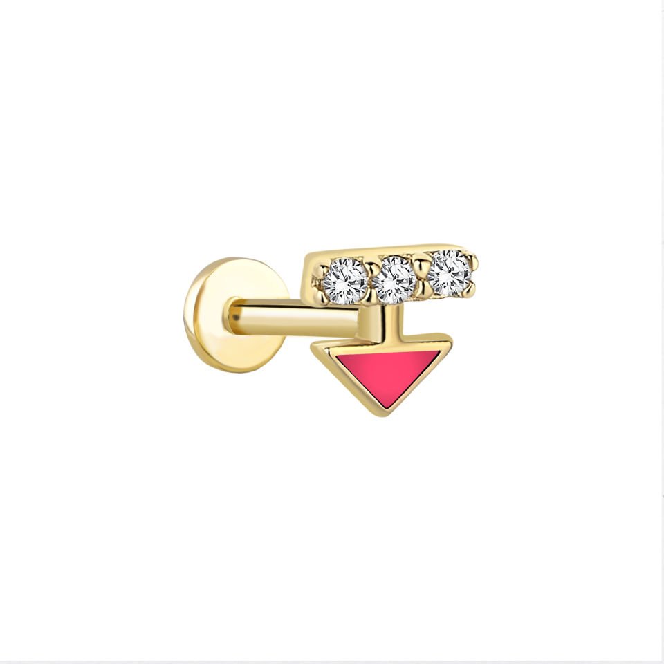Pink Üç Taş Ok Tragus Piercing