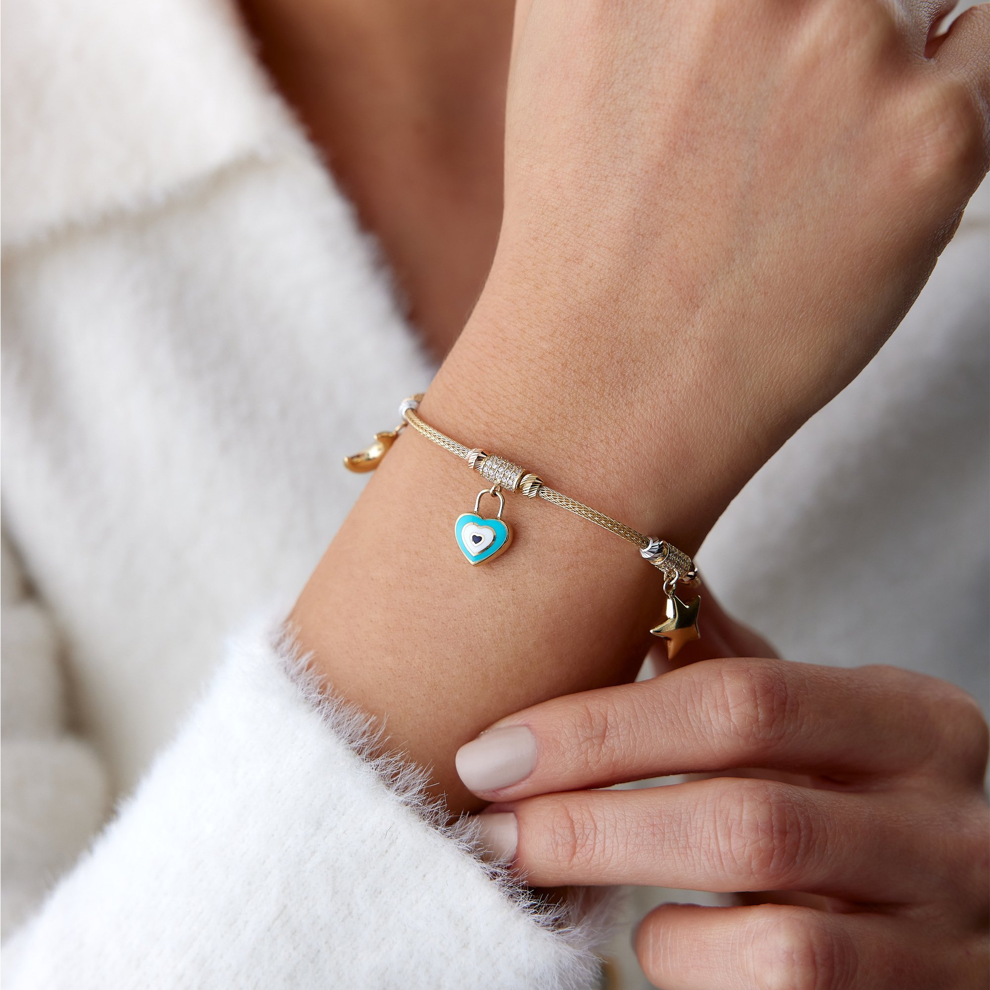 İç İçe Kalp Charm Bileklik