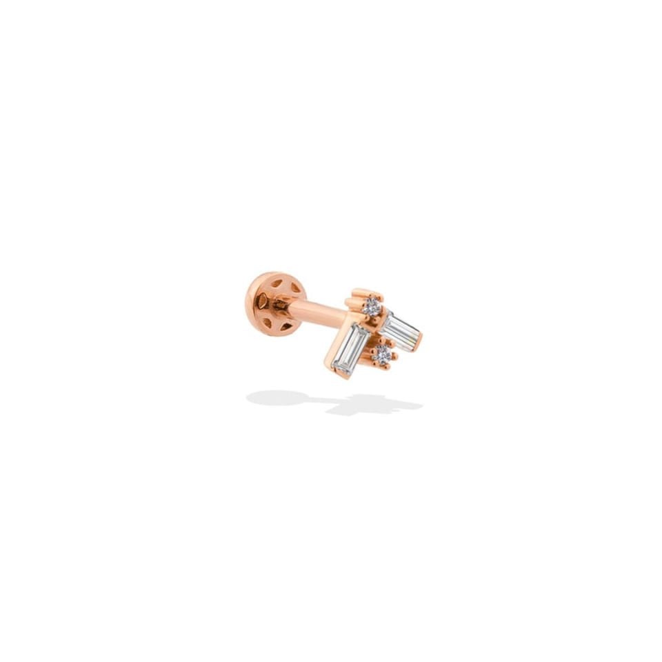 Çift Bagetli Taşlı Tragus Piercing
