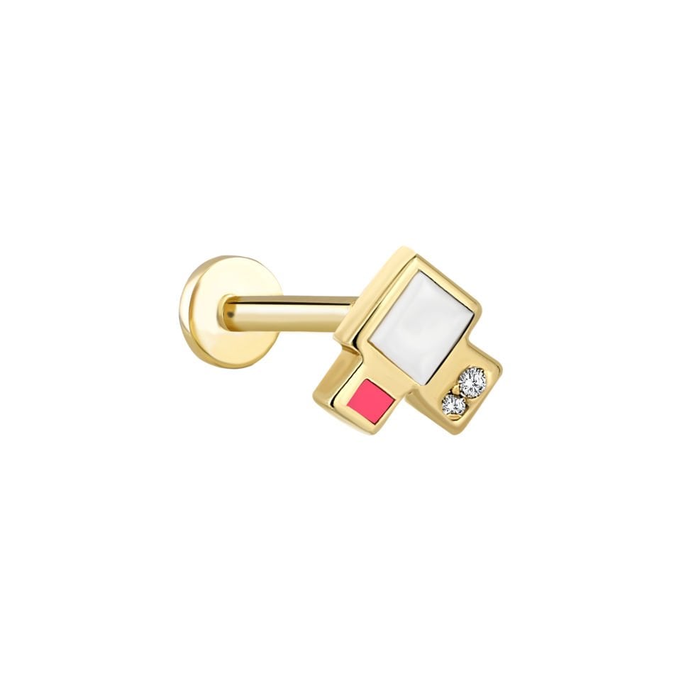 White & Pink Kare Tragus Piercing