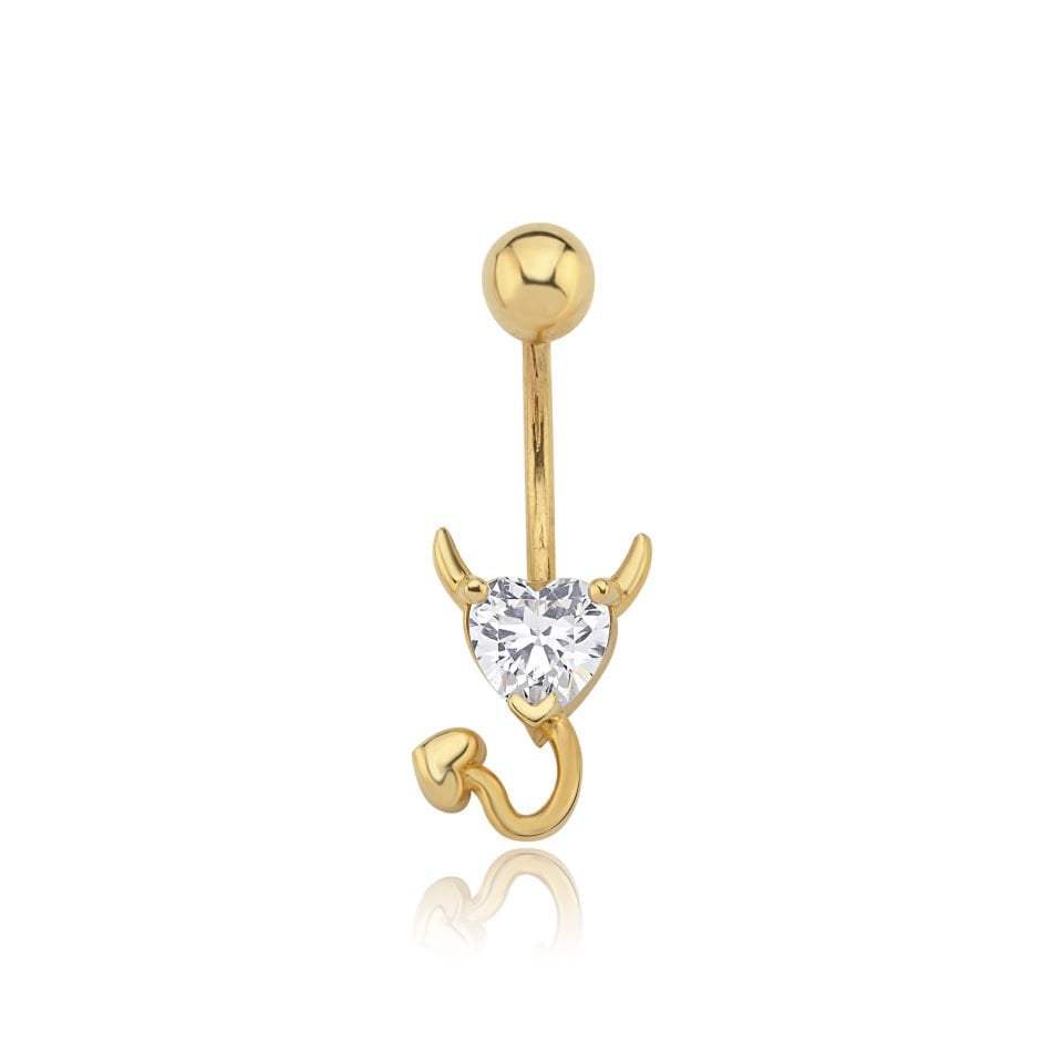 Taşlı Kalp Göbek Piercing