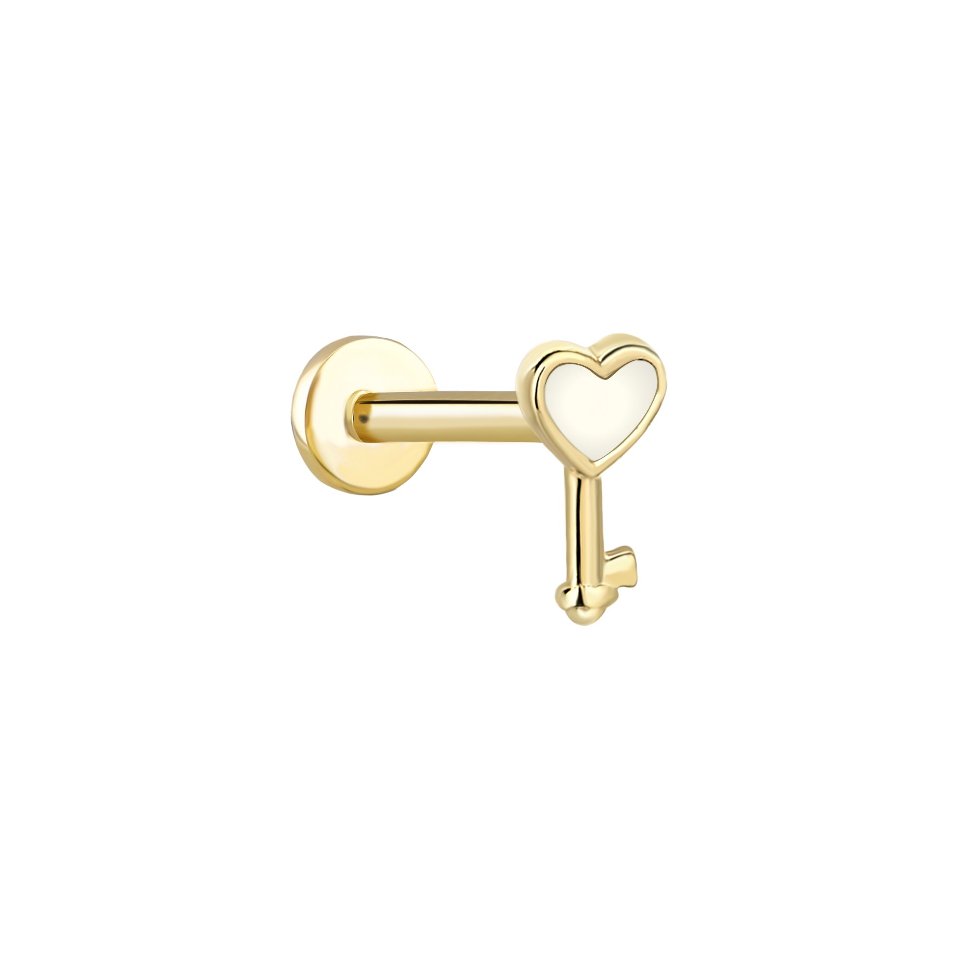 Beyaz Kalp Anahtar Tragus Piercing