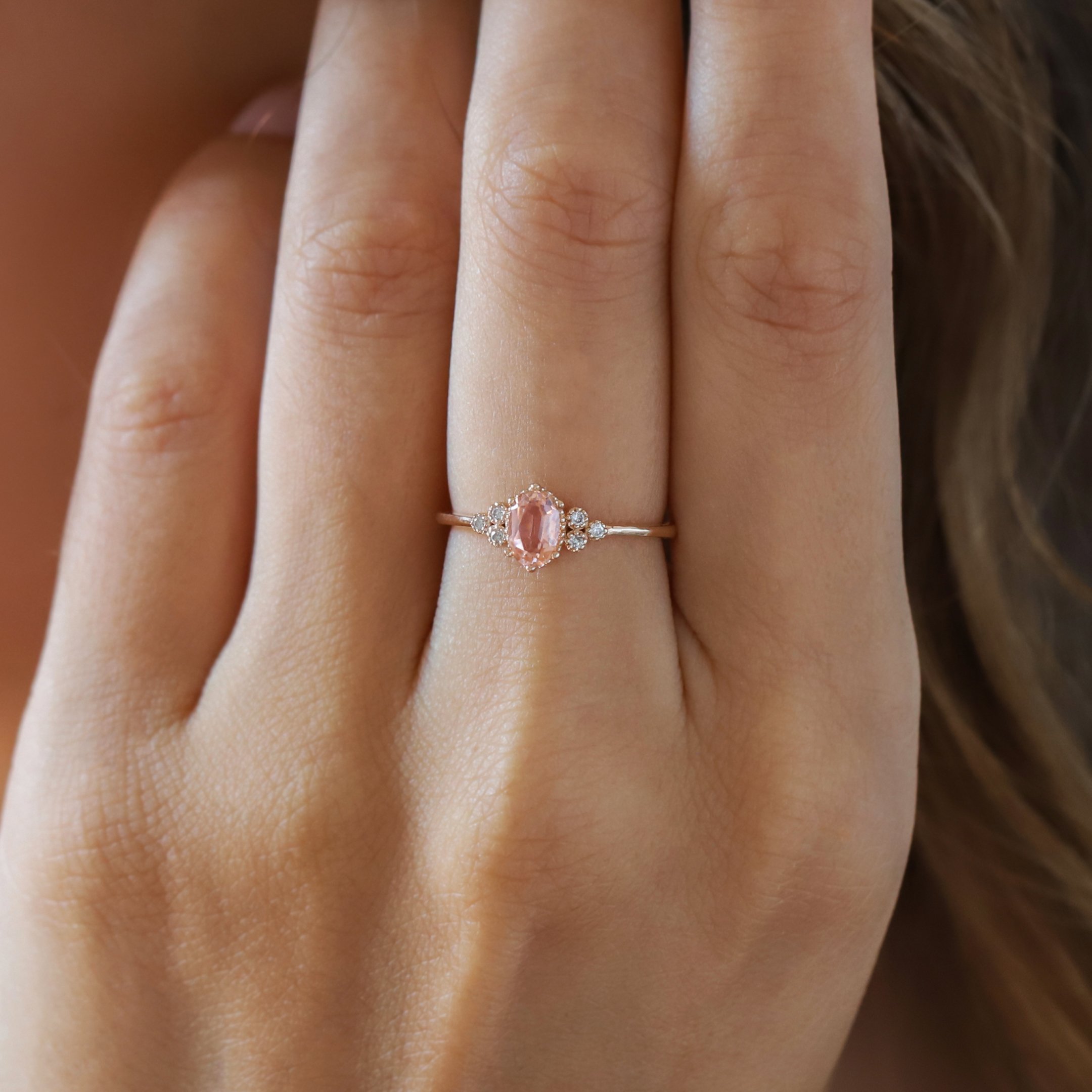 0.58 Ct Pırlanta Morganite Vintage Yüzük