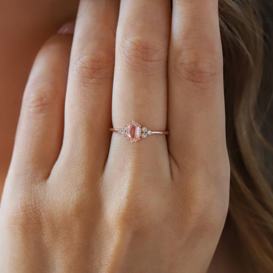 0.58 Ct Pırlanta Morganite Vintage Yüzük