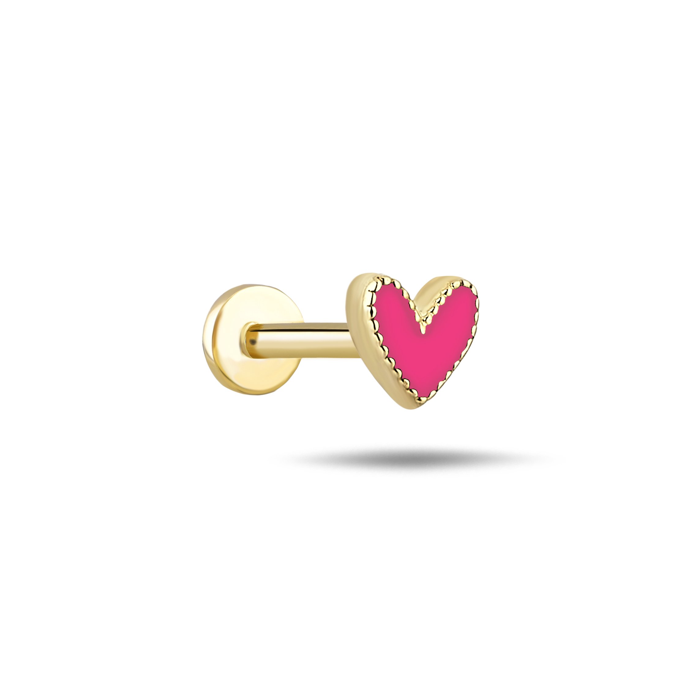 Pembe Mineli Small Kalp Tragus Piercing