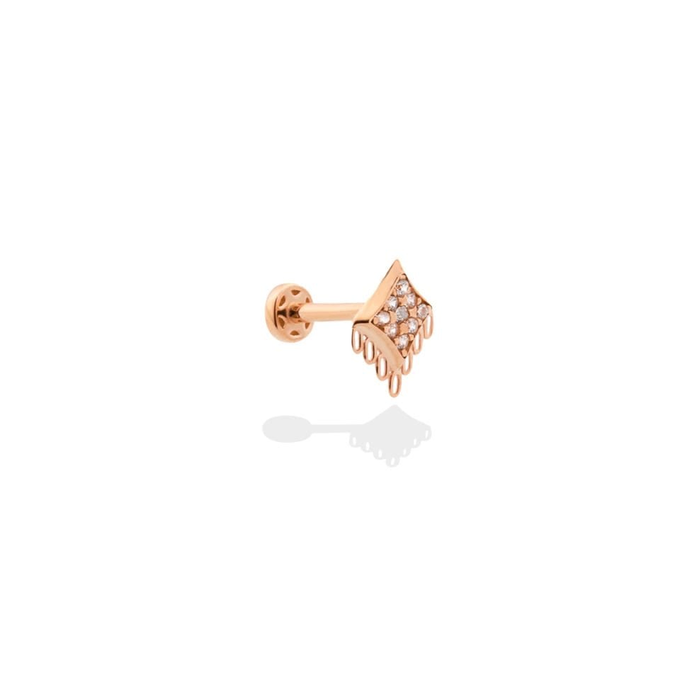 Halkalı Dokuz Taşlı Tragus Piercing