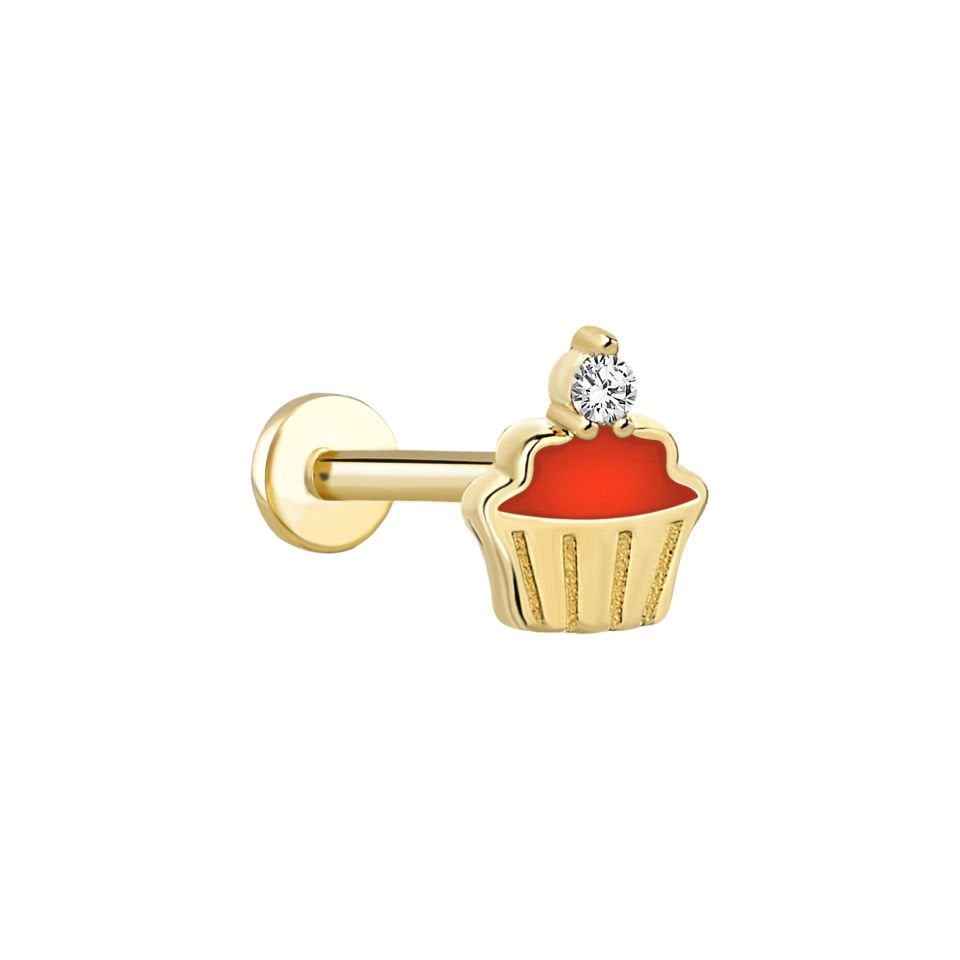 Kırmızı Cup Kek Tragus Piercing