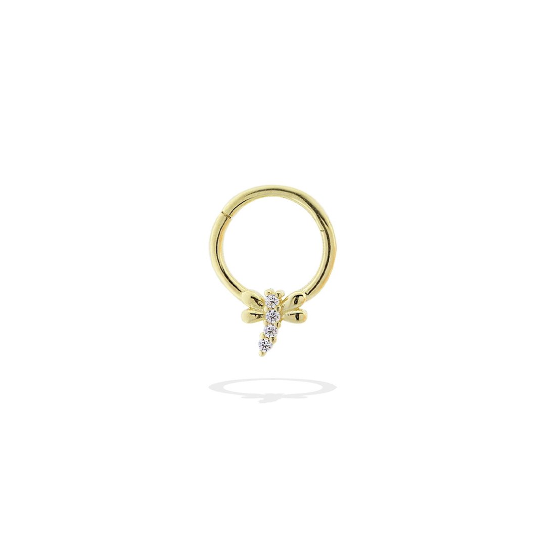 Taşlı Yusufçuk Motifli Helix Piercing