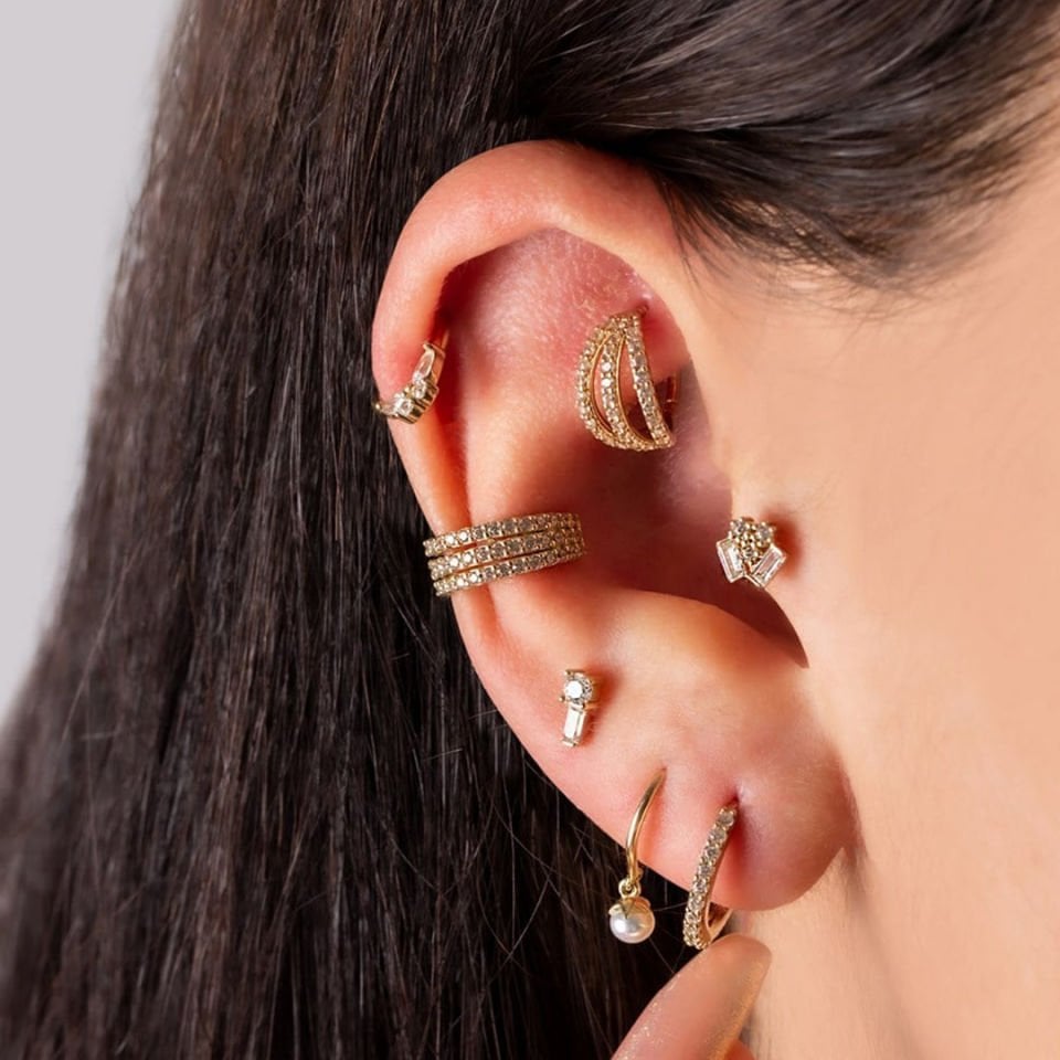 Markiz Taşlı Kelebek Helix Piercing