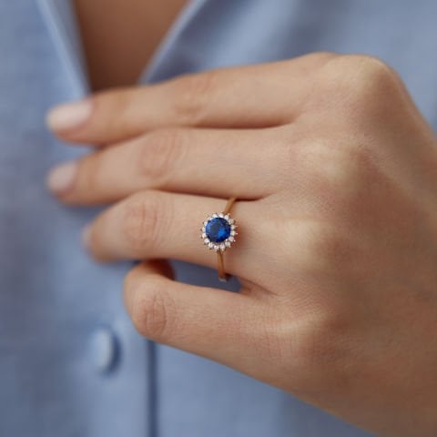 Safir Görünümlü Round Yüzük