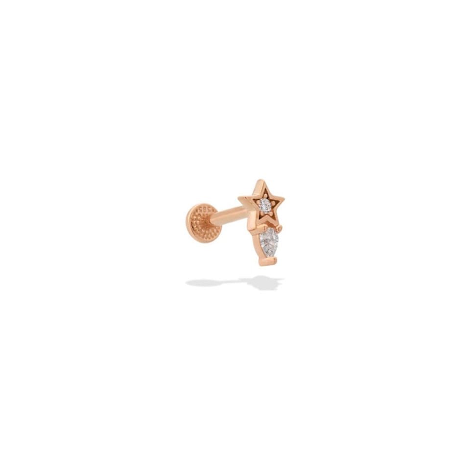 Damla Taşlı Yıldız Motifli Minimal Tragus Piercing