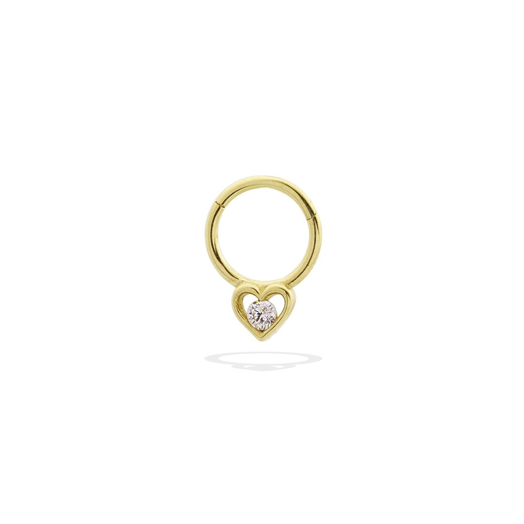 Taşlı Kalp Motifli Helix Piercing