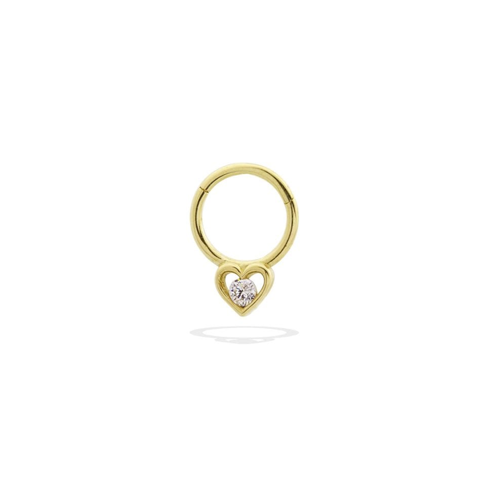 Taşlı Kalp Motifli Helix Piercing