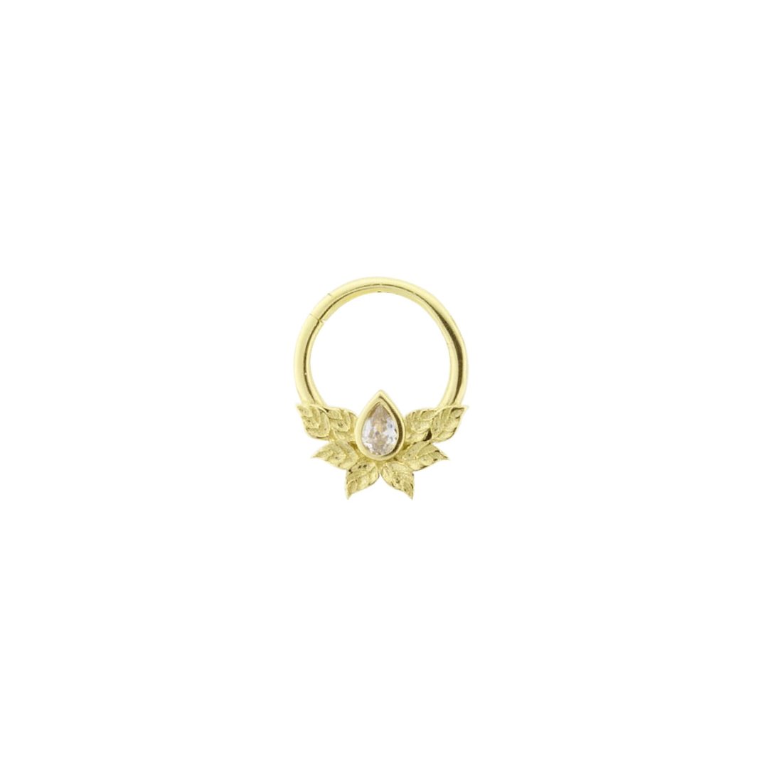 Damla Taşlı Yaprak Motifli Helix Piercing