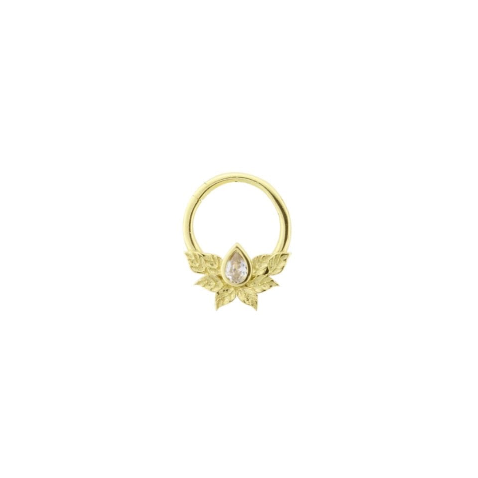Damla Taşlı Yaprak Motifli Helix Piercing
